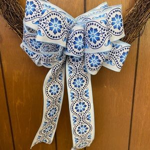 Oceans blue bow for wreaths and decorating